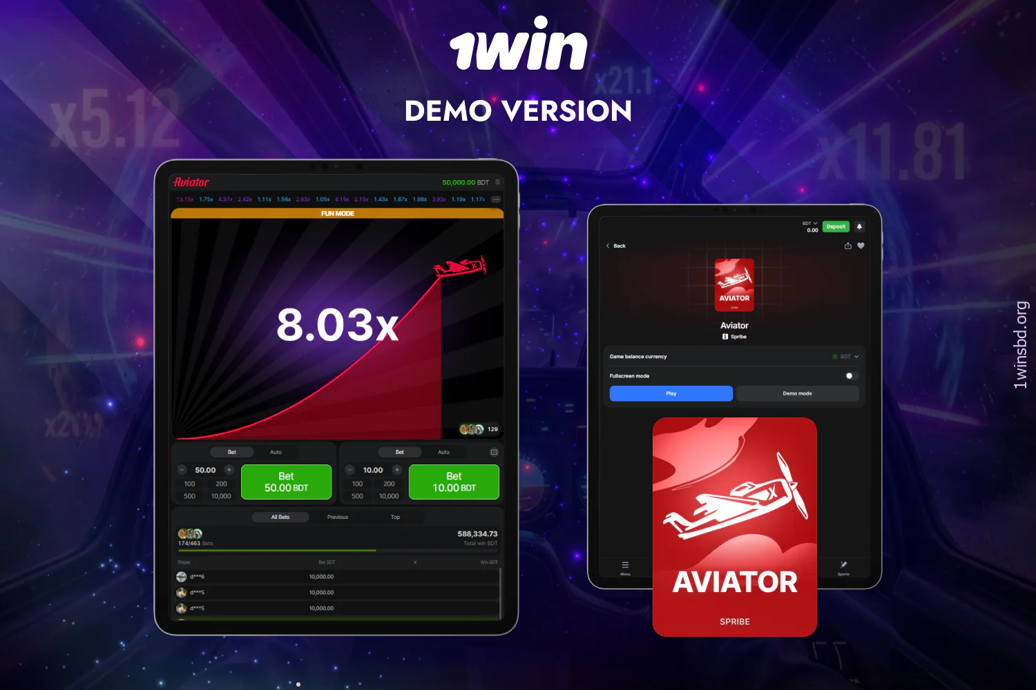 The Aviator demo version is available on the 1win website for players from Bangladesh